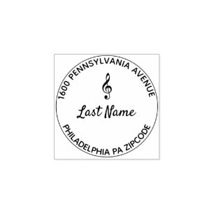 Treble Clef Round Rubber Stamp