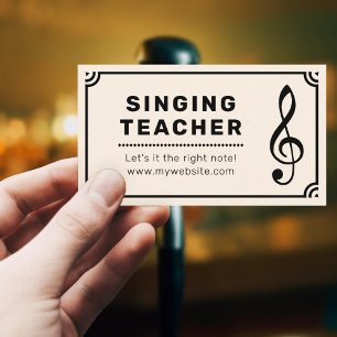 Treble Clef & Sheet Music - Singing Teacher Business Card