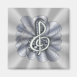 Treble Clef Silver Customisable Magnet