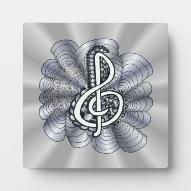 Treble Clef Silver Customisable Plaque (Front)