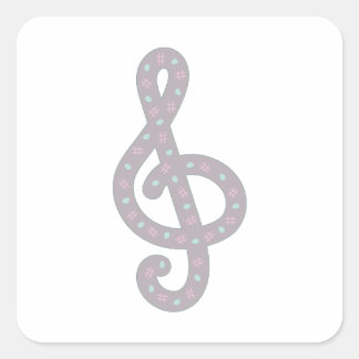 treble clef square sticker