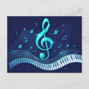 Treble Clef Wave and Piano Keys Postcard