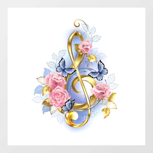 Treble clef with Pink Roses (Sheet)