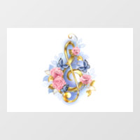 Treble clef with Pink Roses