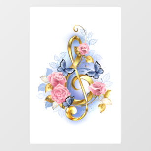 Treble clef with Pink Roses