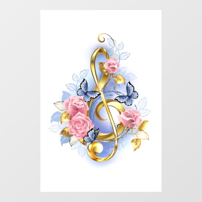 Treble clef with Pink Roses (Sheet)