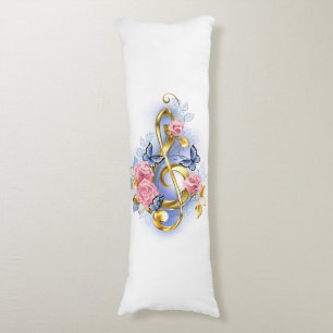 Treble clef with Pink Roses Body Cushion