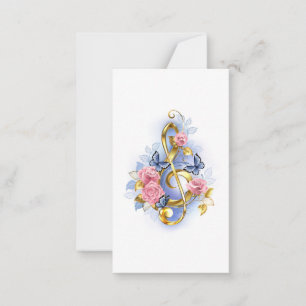 Treble clef with Pink Roses Card