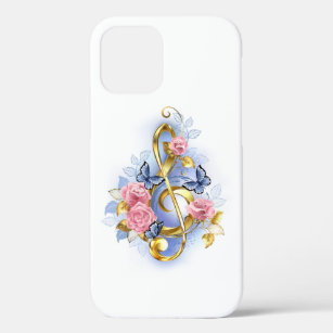 Treble clef with Pink Roses iPhone 12 Pro Case