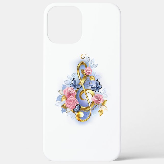 Treble clef with Pink Roses Case-Mate iPhone Case (Back)