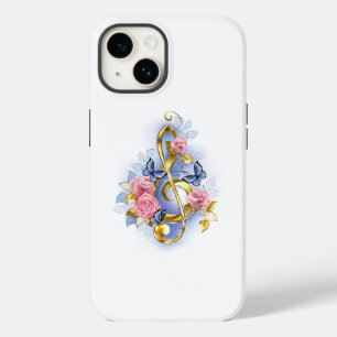 Treble clef with Pink Roses Case-Mate iPhone 14 Case
