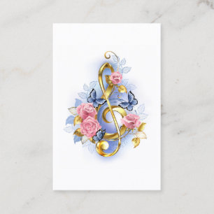 Treble clef with Pink Roses Discount Card