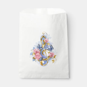 Treble clef with Pink Roses Favour Bags