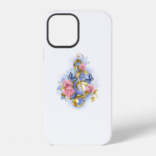 Treble clef with Pink Roses iPhone 12 Case