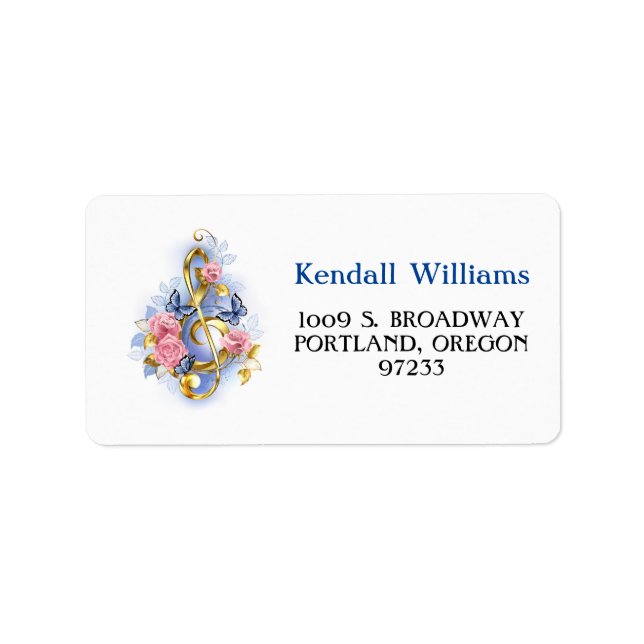 Treble clef with Pink Roses Label (Front)