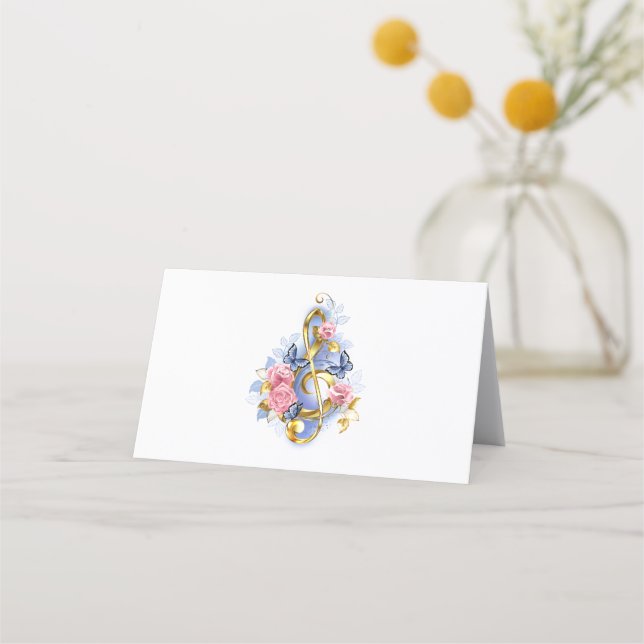 Treble clef with Pink Roses Loyalty Card (Front)