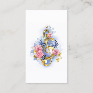 Treble clef with Pink Roses Loyalty Card