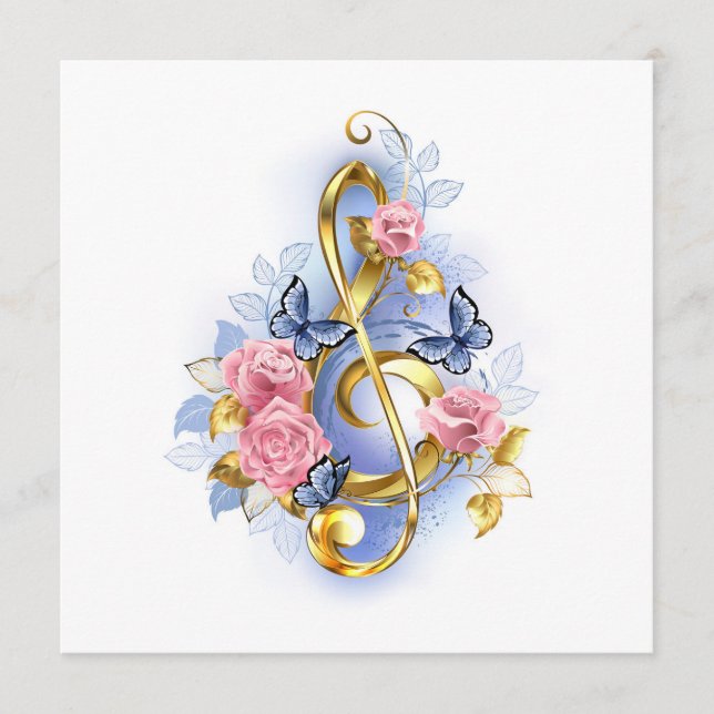 Treble clef with Pink Roses Menu (Front)