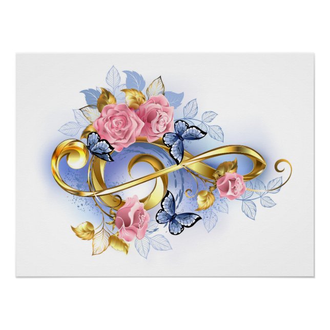 Treble clef with Pink Roses Poster (Front)