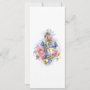 Treble clef with Pink Roses Save The Date