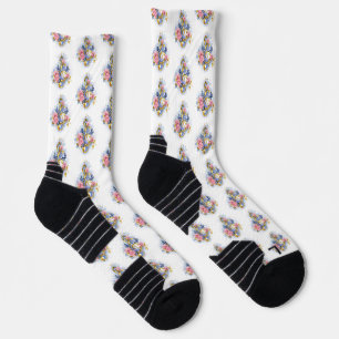 Treble clef with Pink Roses Socks