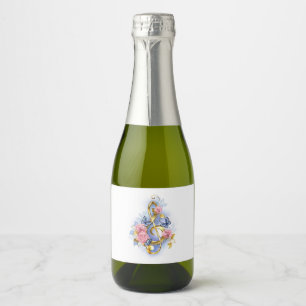Treble clef with Pink Roses Sparkling Wine Label
