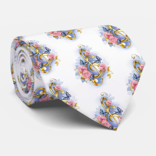 Treble clef with Pink Roses Tie