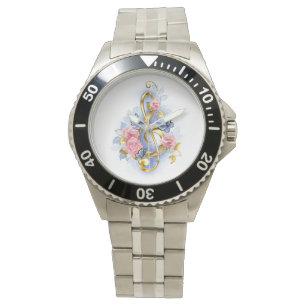 Treble clef with Pink Roses Watch