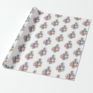 Treble clef with Pink Roses Wrapping Paper