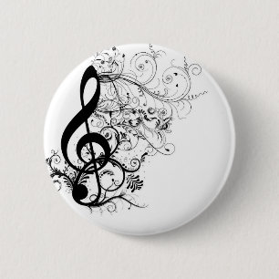 Treble Cleff 6 Cm Round Badge