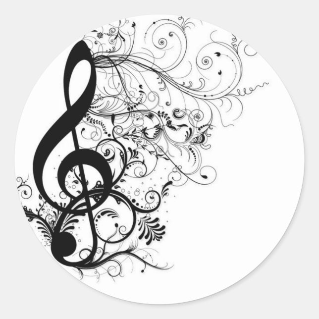 Treble Cleff Classic Round Sticker (Front)