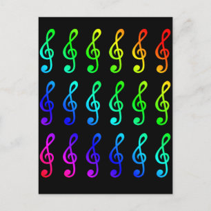 Treble Clefs Musical Notes Colourful Rainbow Colou Postcard