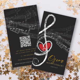 Treble Love Heart Music Musical Notes Symphony Business Card