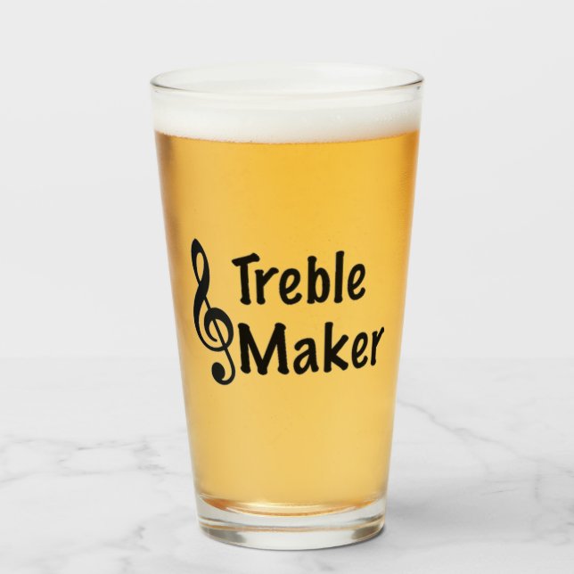 Treble Maker Music Humour Treble Clef  Glass (Front Filled)