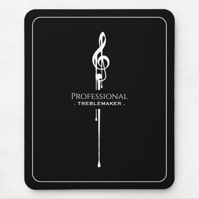 Treblemaker Funny Music Pun Classy Black G-Clef Mouse Pad (Front)