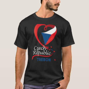 Trebon Czech Republic Heart Flag Lion Coat Of Arm  T-Shirt