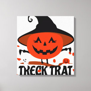 Treck Trat Pumpkin Smiling Canvas Print