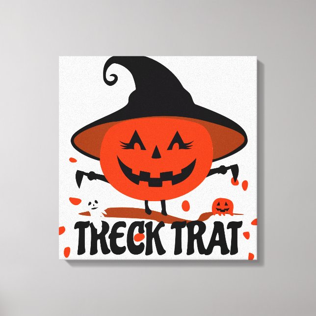 Treck Trat Pumpkin Smiling Canvas Print (Front)