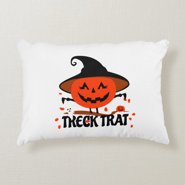 Treck Trat Pumpkin Smiling Decorative Cushion (Front)