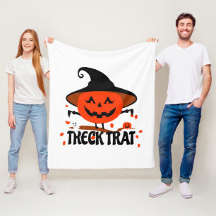 Treck Trat Pumpkin Smiling Fleece Blanket