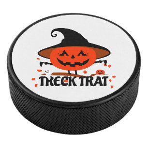 Treck Trat Pumpkin Smiling Hockey Puck