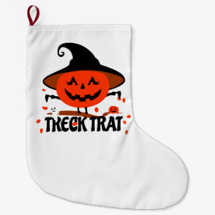 Treck Trat Pumpkin Smiling Large Christmas Stocking