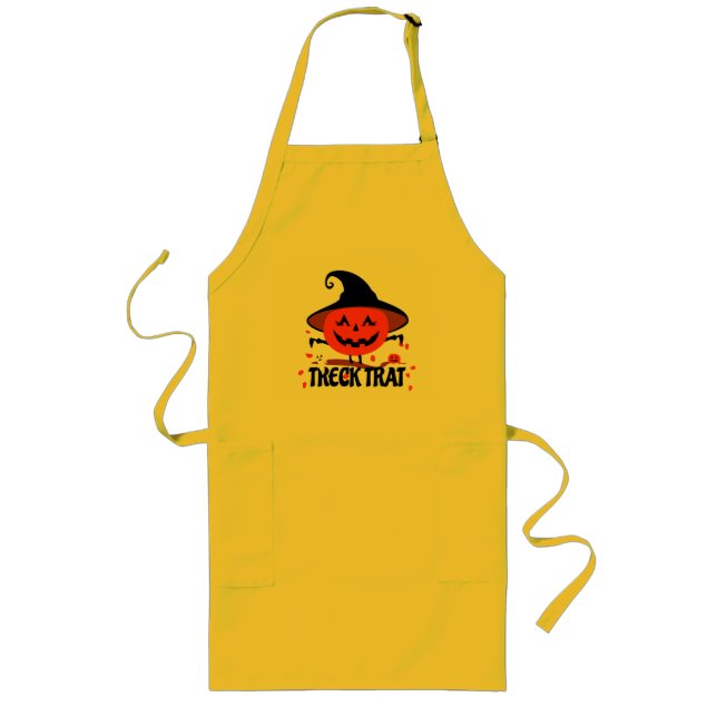 Treck Trat Pumpkin Smiling Long Apron (Front)