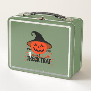 Treck Trat Pumpkin Smiling Metal Lunch Box