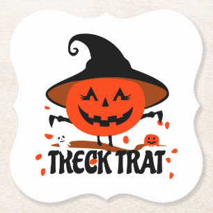 Treck Trat Pumpkin Smiling Paper Coaster