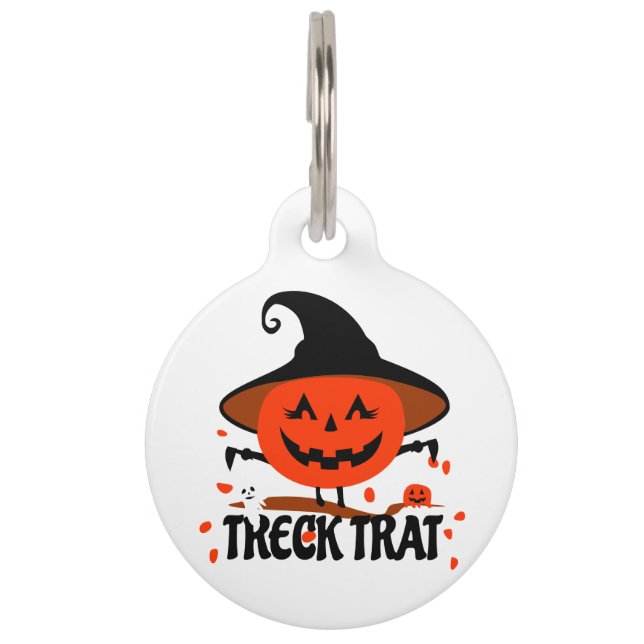 Treck Trat Pumpkin Smiling Pet Tag (Front)