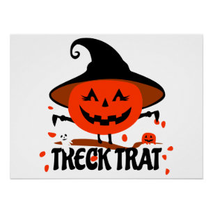 Treck Trat Pumpkin Smiling Poster