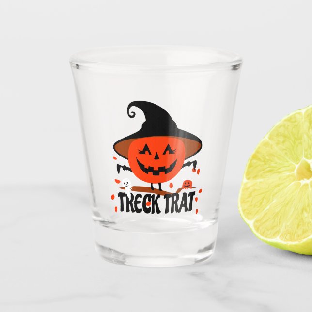 Treck Trat Pumpkin Smiling Shot Glass (Front)