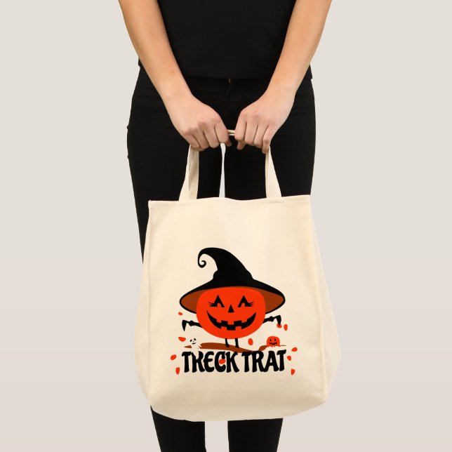Treck Trat Pumpkin Smiling Tote Bag (Front (Product))