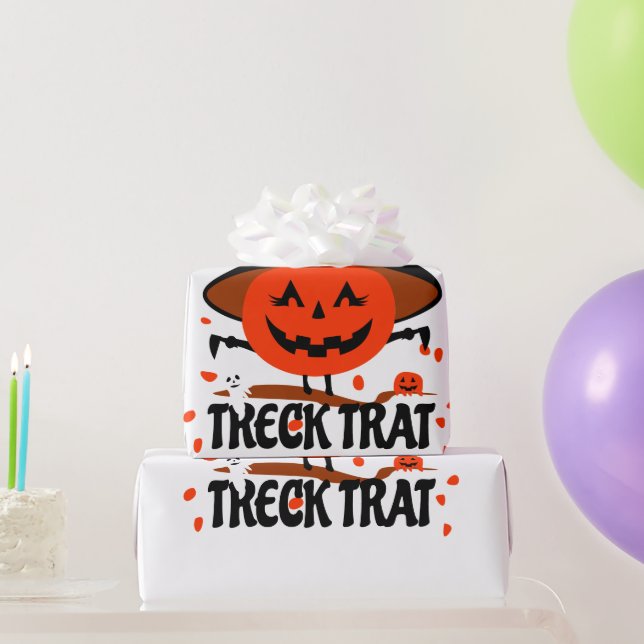 Treck Trat Pumpkin Smiling Wrapping Paper (Party Gifts)